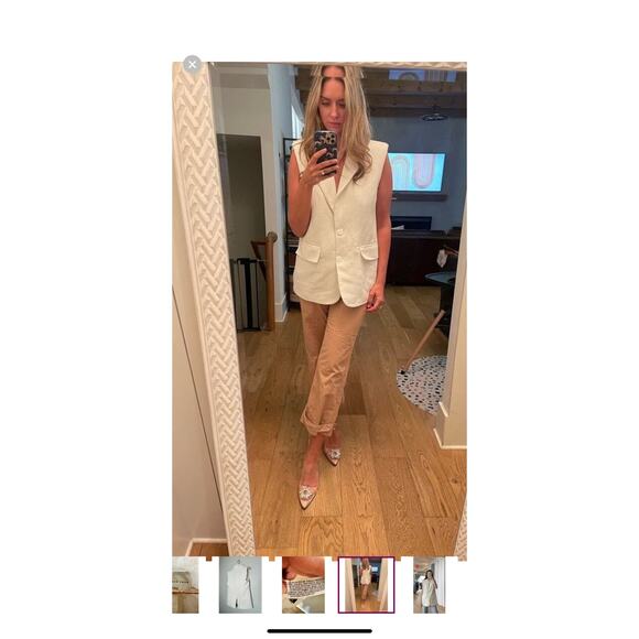 ENDLESS ROSE White Linen Blend Oversized Sleeveless Vest Blazer Size Small - Picture 9 of 9